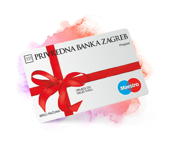 Gift card with decorative ribbon design.