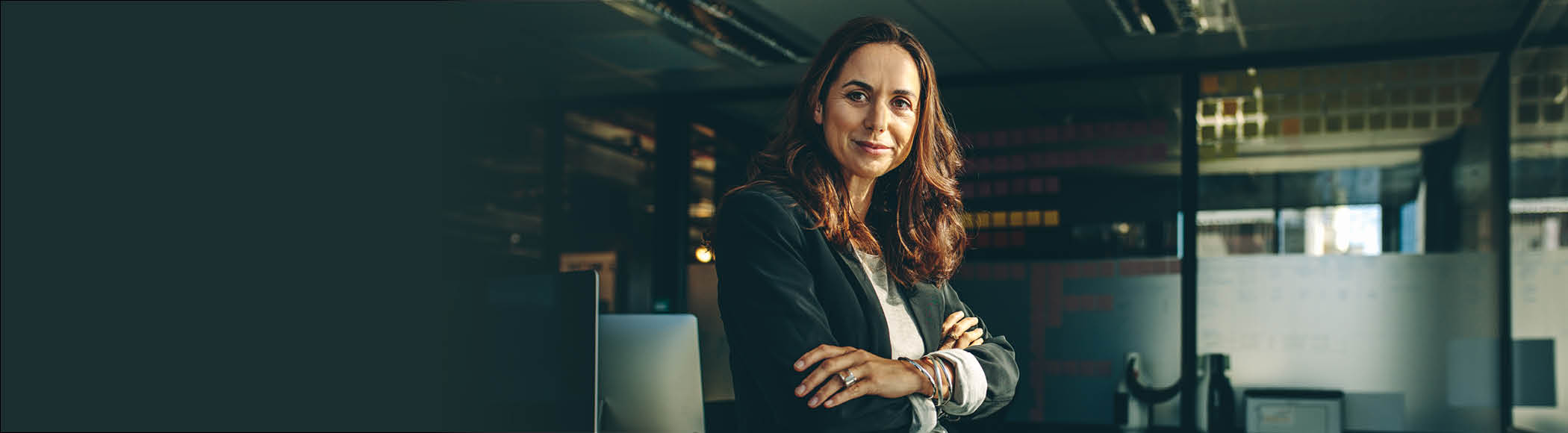A woman standing in an office