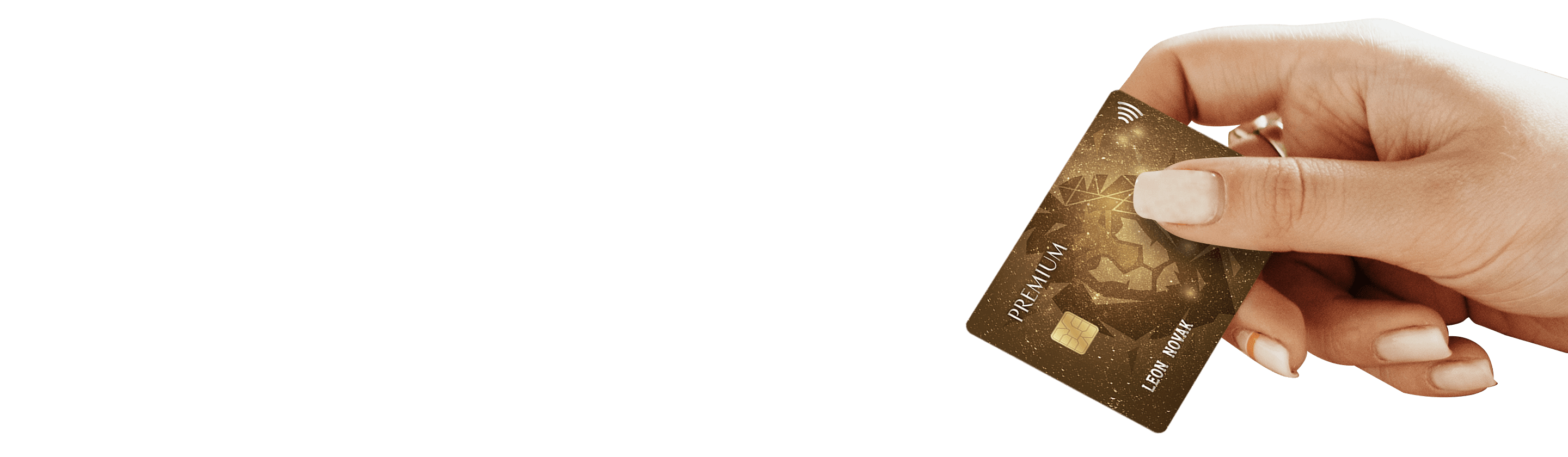 Premium Visa gold card in a woman's hand.