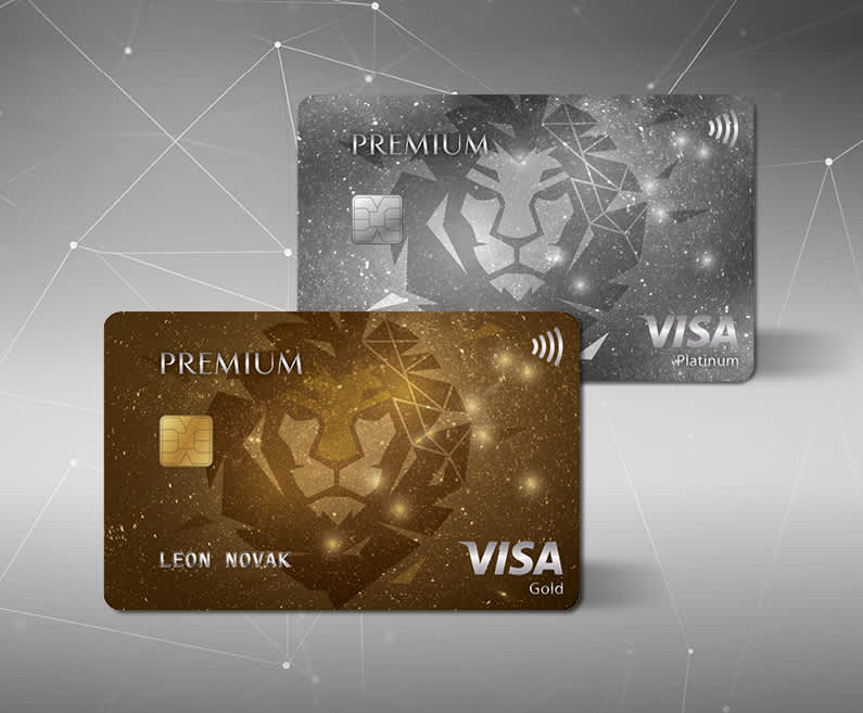 Visa Premium Gold and Platinum cards side by side.