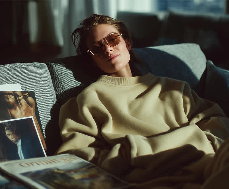 Mlada žena u naslonjaču.