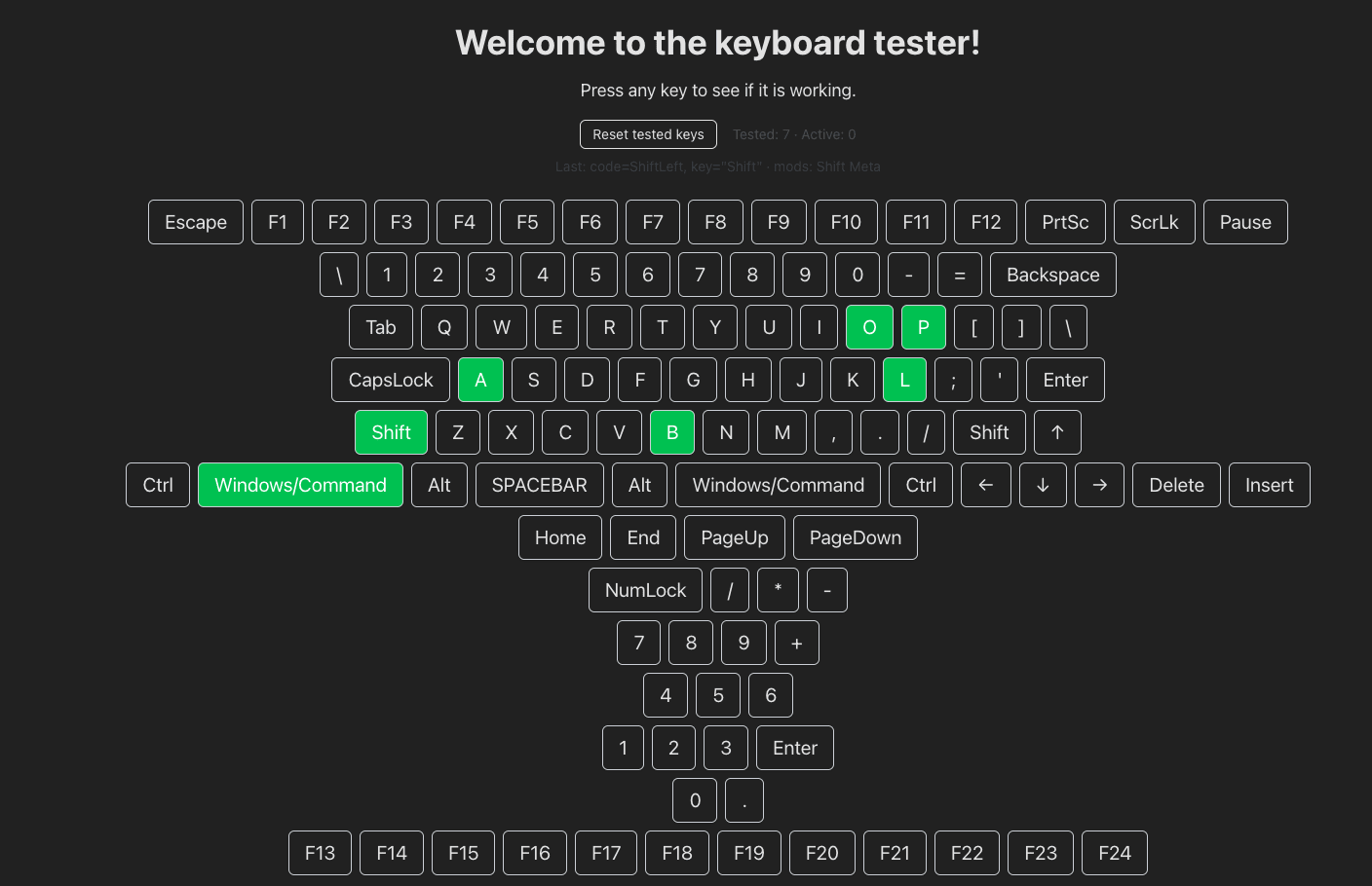 Keyboard Tester — Vite