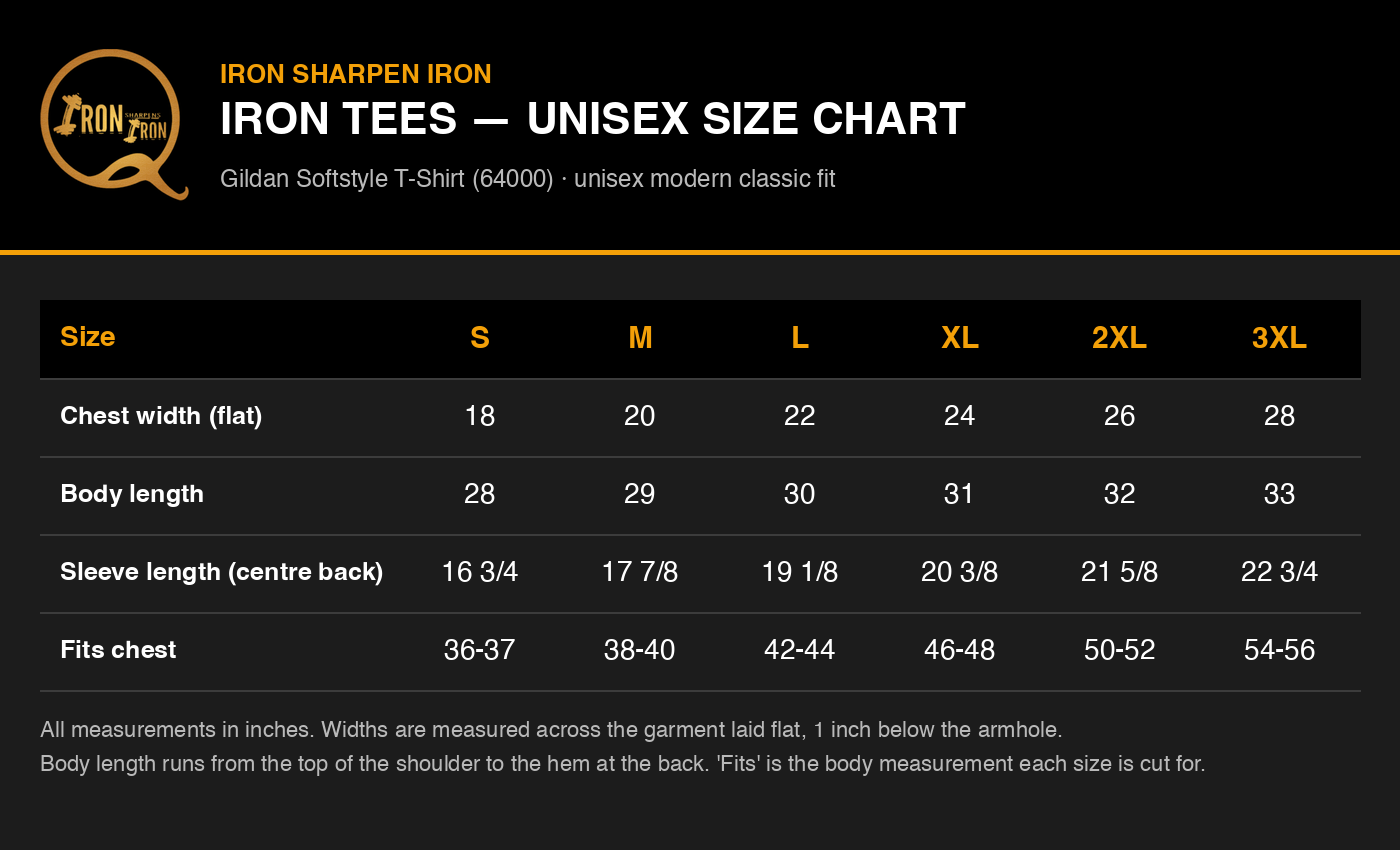 Iron Tees — Unisex size chart