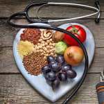 Plate of fruit and workout gear