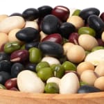 Mix of organic beans with green, purple, black, and white beans