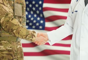 veteran and doctor shaking hands