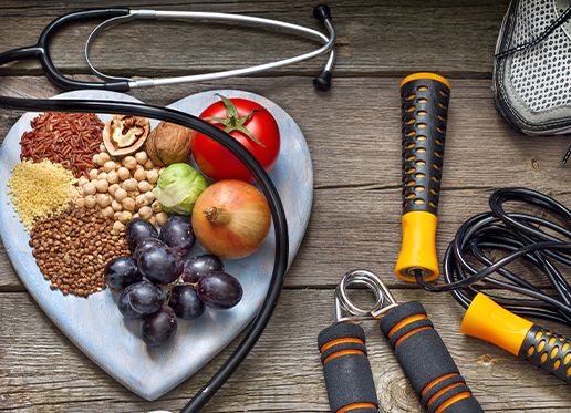 Plate of fruit and workout gear