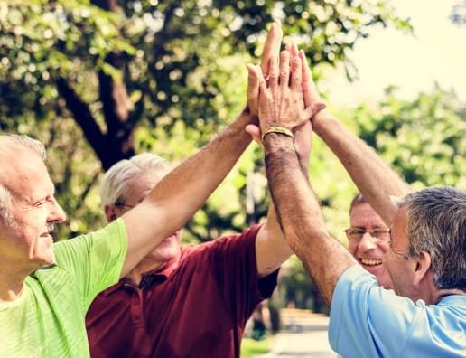 support group high fiving