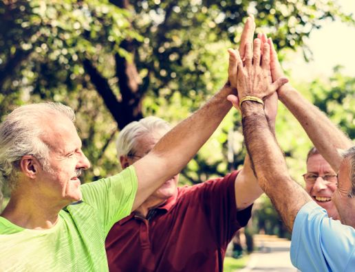 support group high fiving