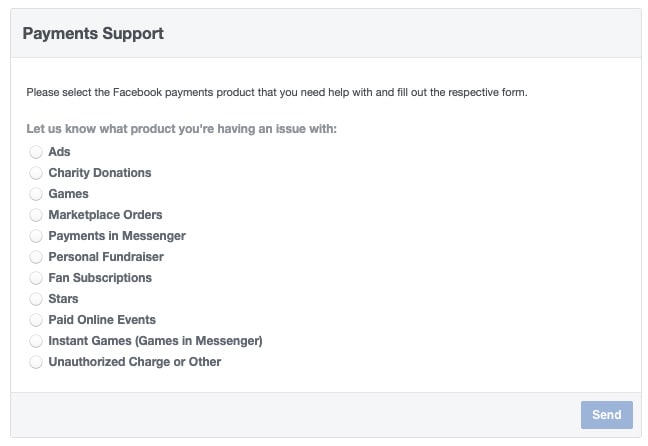 Facebook Payment Support