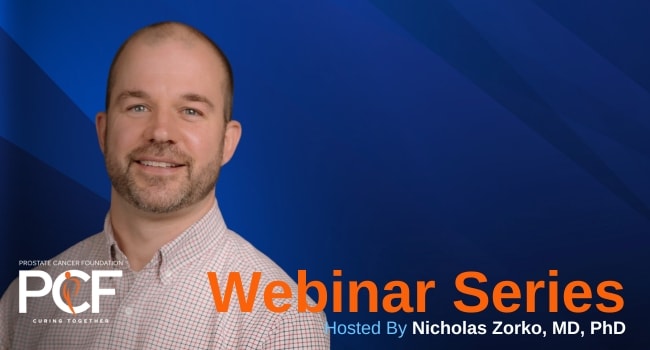 Dr. Nicholas Zorko is featured next to "Webinar Series"
