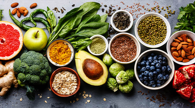 Fruits and vegetables on a table