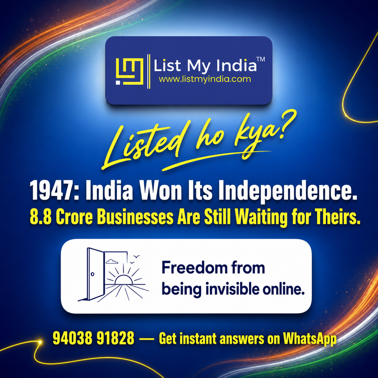 List My India Independence Day post — freedom from being invisible online for small businesses