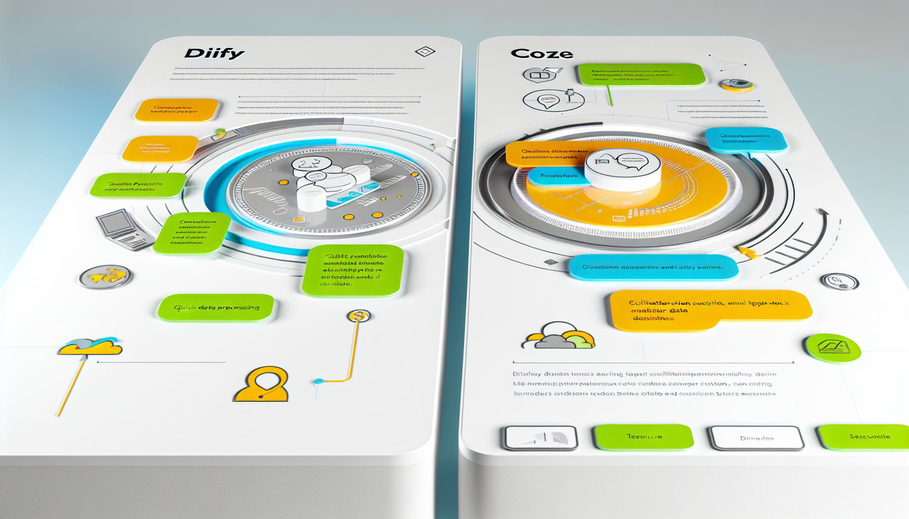 Visual comparison of Dify and Coze platform features
