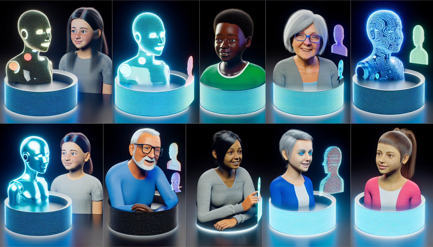 Users interacting with AI chatbots on different platforms