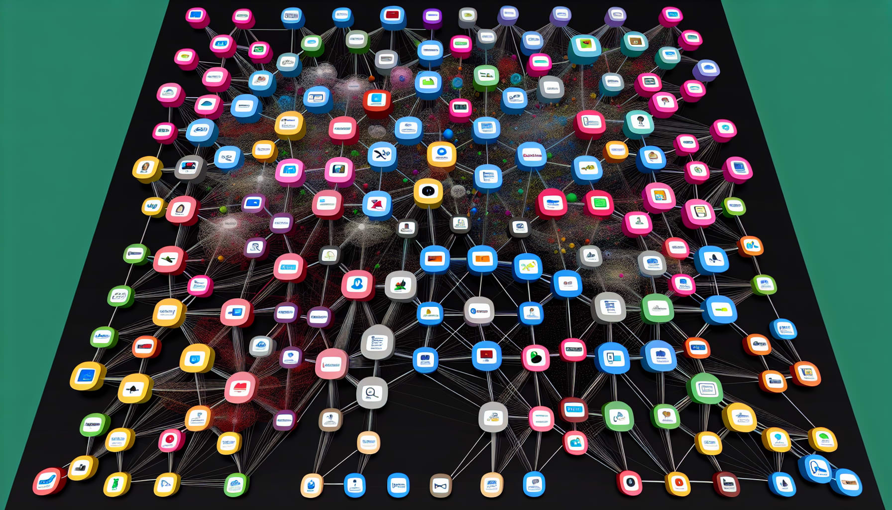 Network map showing app integrations of automation platforms