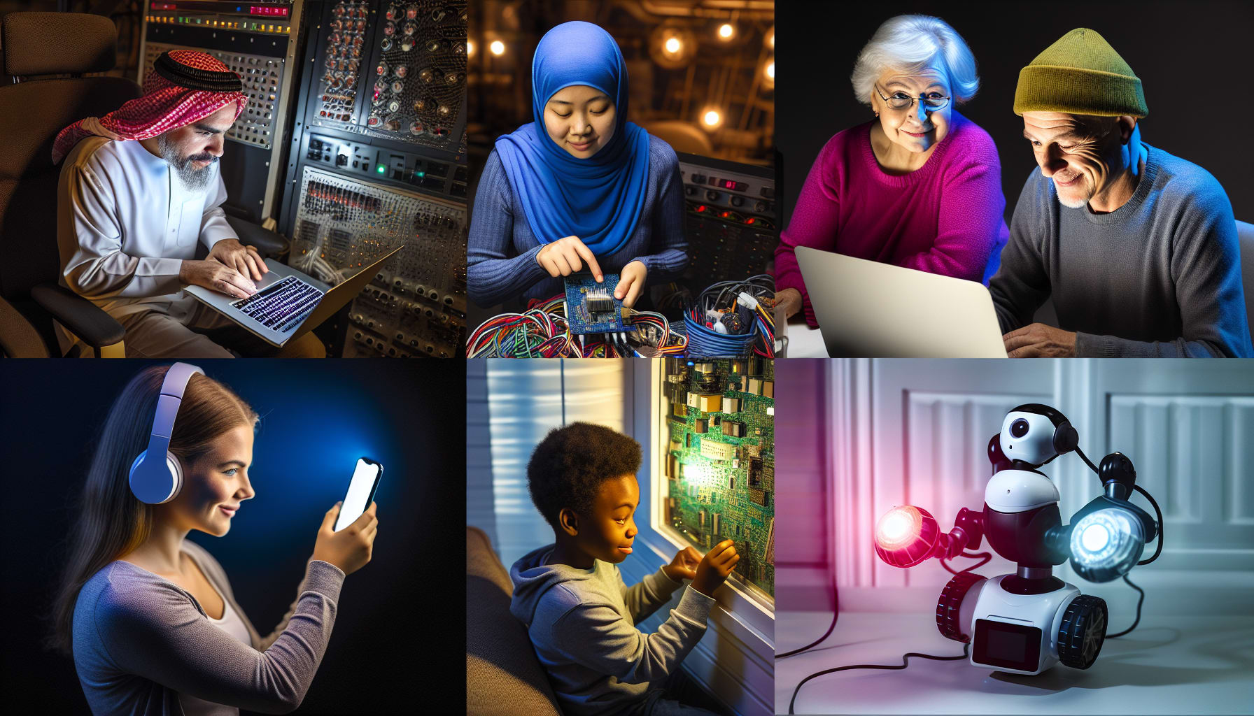 Users interacting with different automation platform interfaces