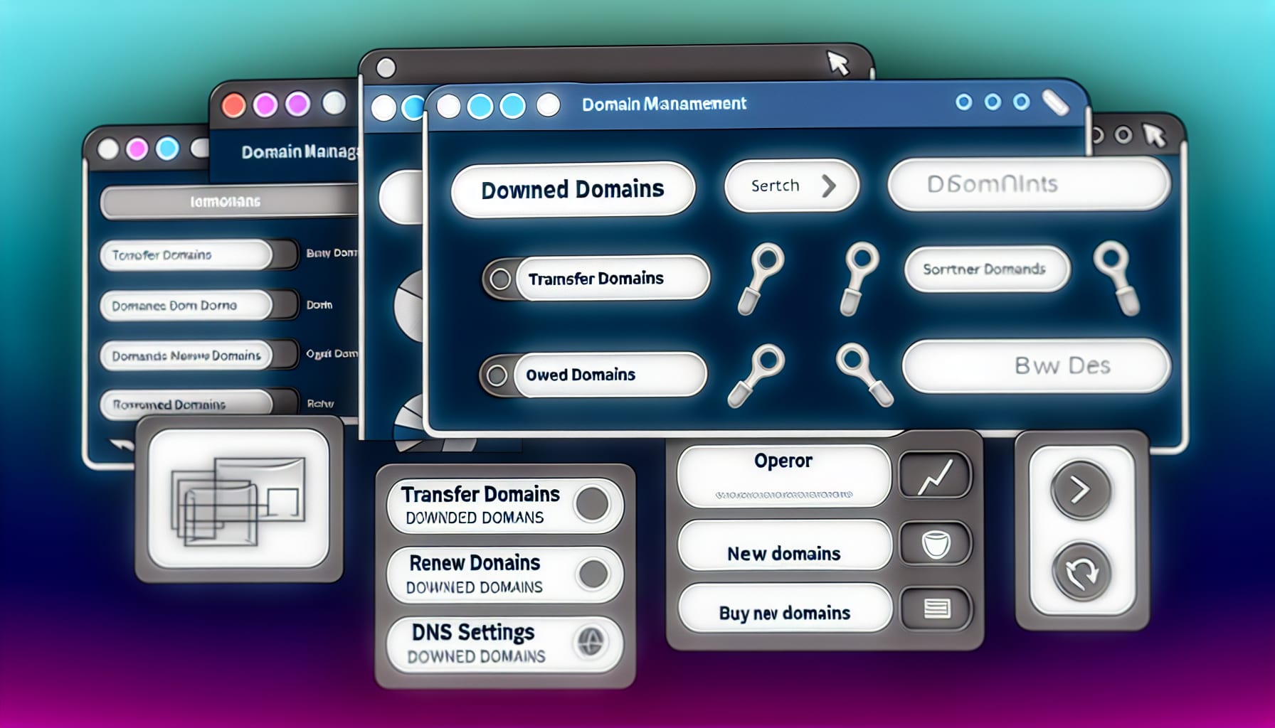 User interface elements of domain management dashboards