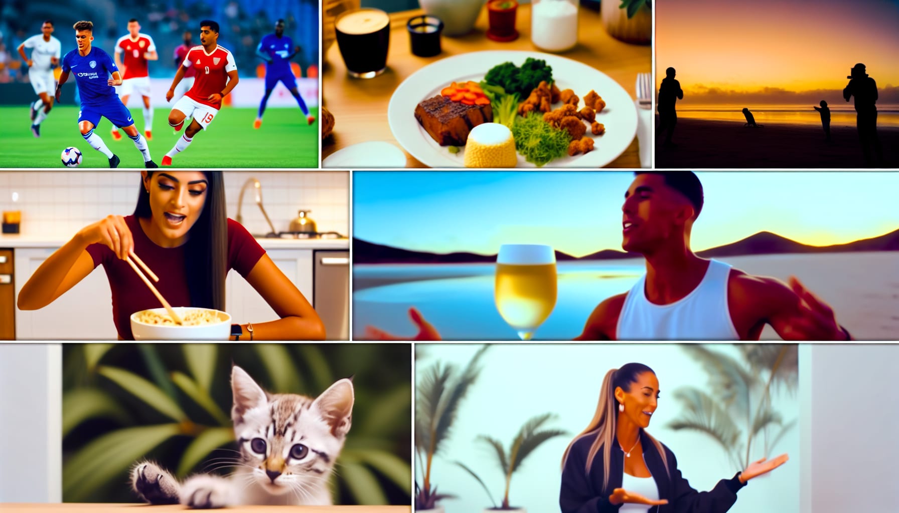 Collage of popular short-form video clips illustrating high engagement.