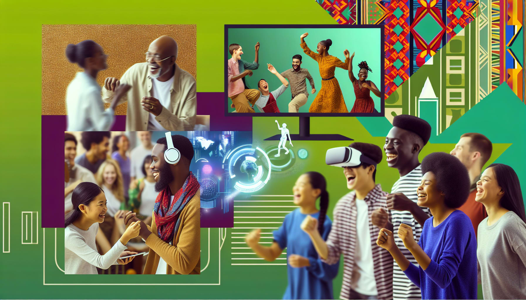 People enjoying AI-powered entertainment and smart home devices