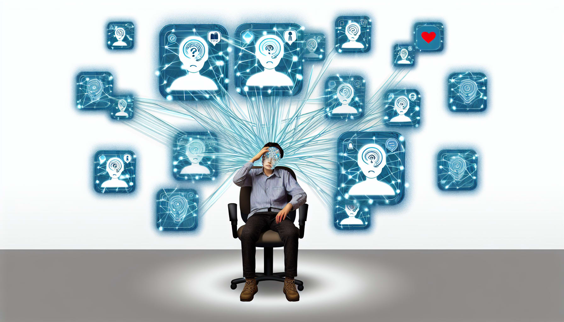 Illustration of multiple disconnected AI apps causing user fatigue