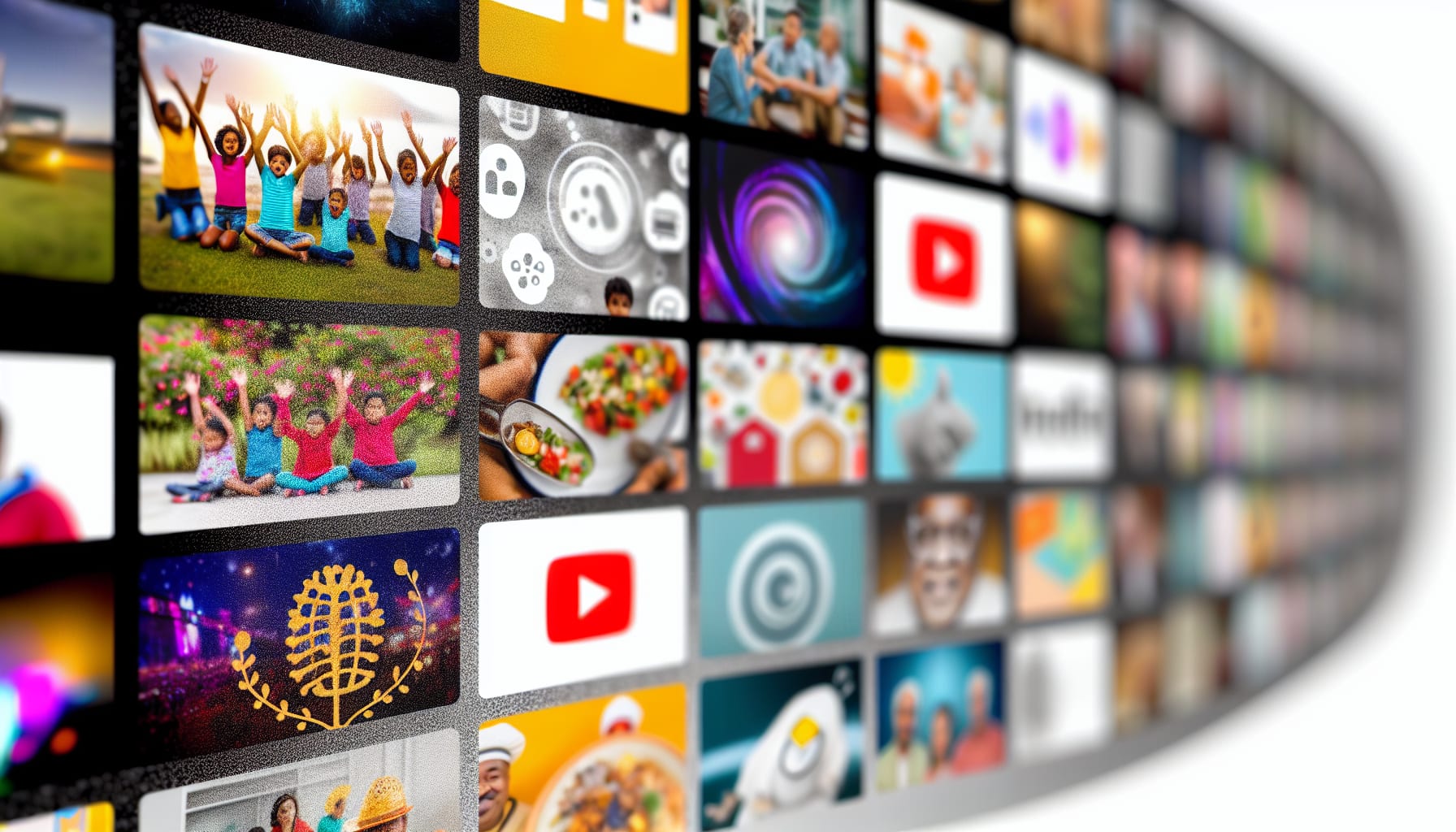 Crowded YouTube video feed with competing thumbnails