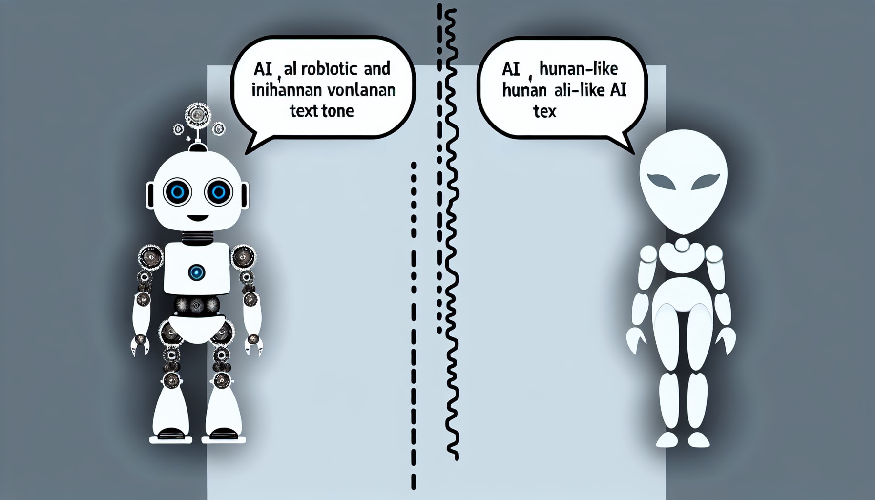 Comparison of robotic vs human-like AI text tone