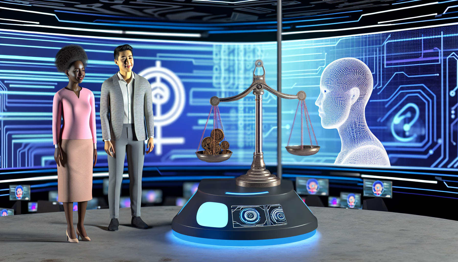 Illustration of ethical AI design and human oversight