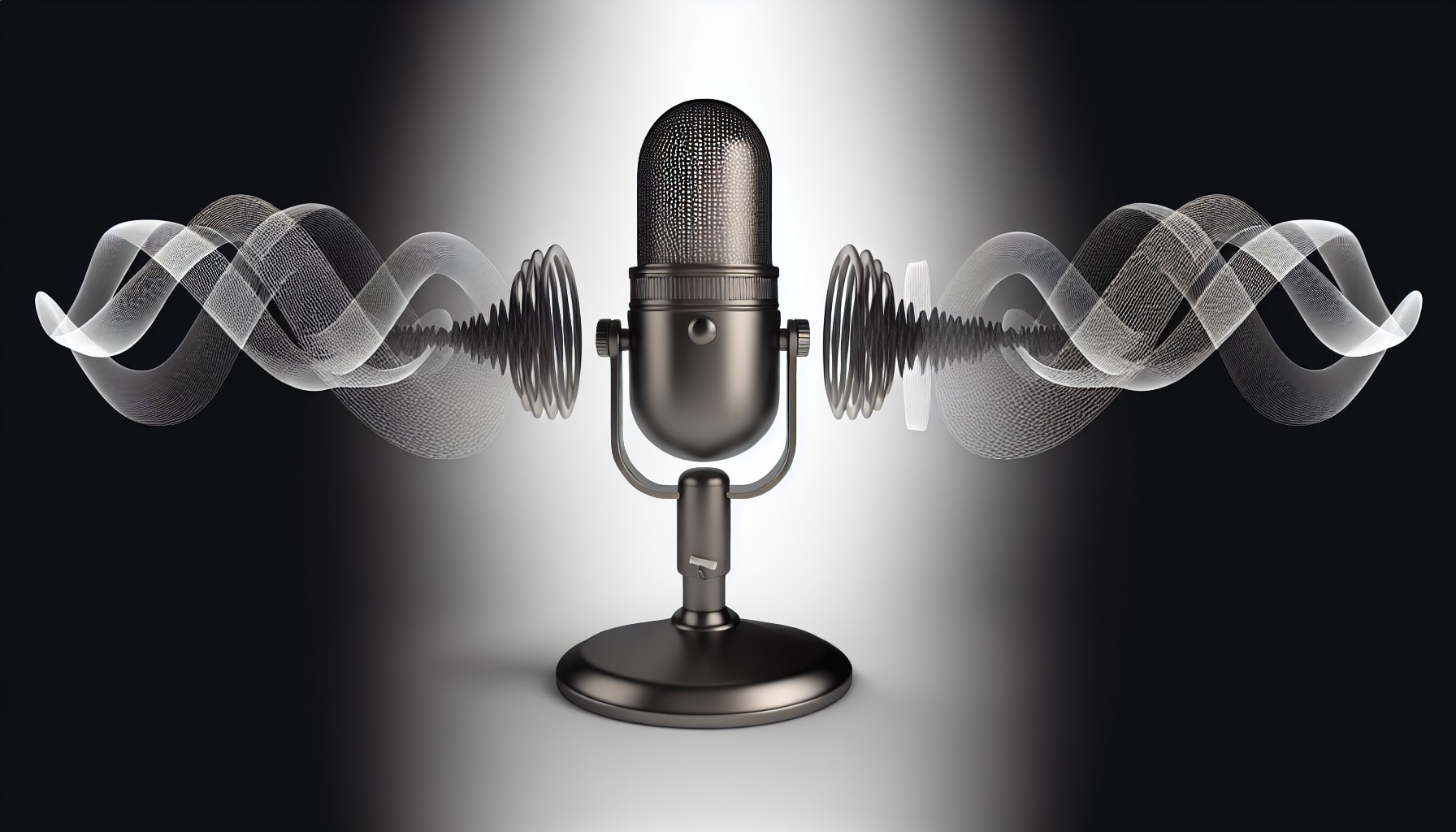 Microphone and sound wave representing professional voiceover recording
