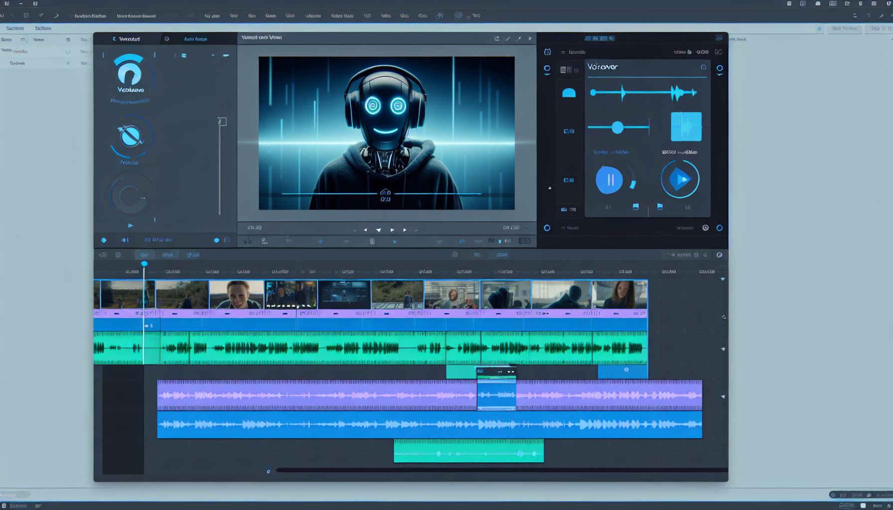 AI-powered voiceover and video editing software interface