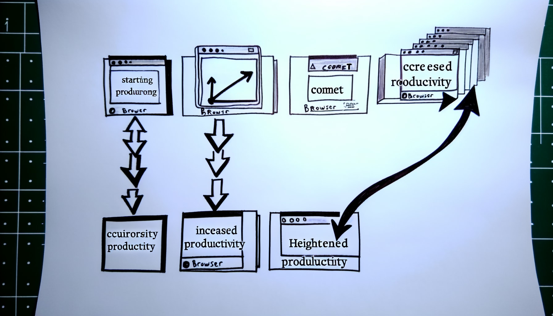 A flowchart illustrates how the Comet browser supports curiosity by providing instant answers and enhances productivity through task automation and efficient information organization.
