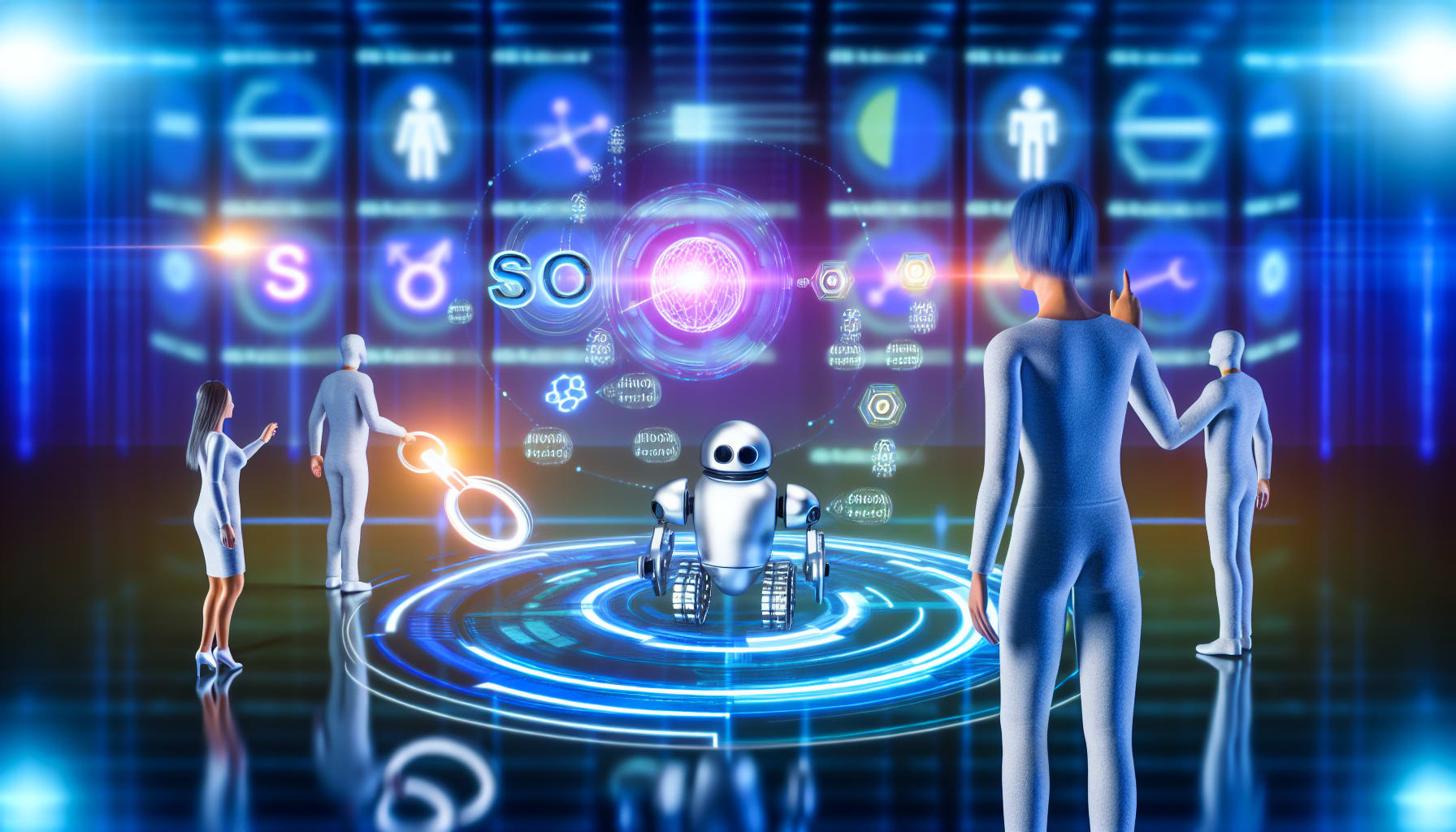 Futuristic AI and SEO technology concept