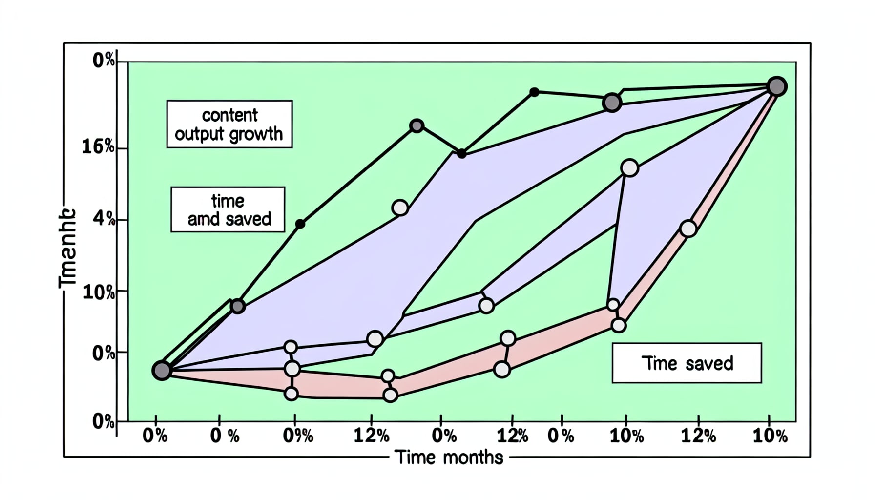 Graph depicting content output growth and time saved by OpusClip users