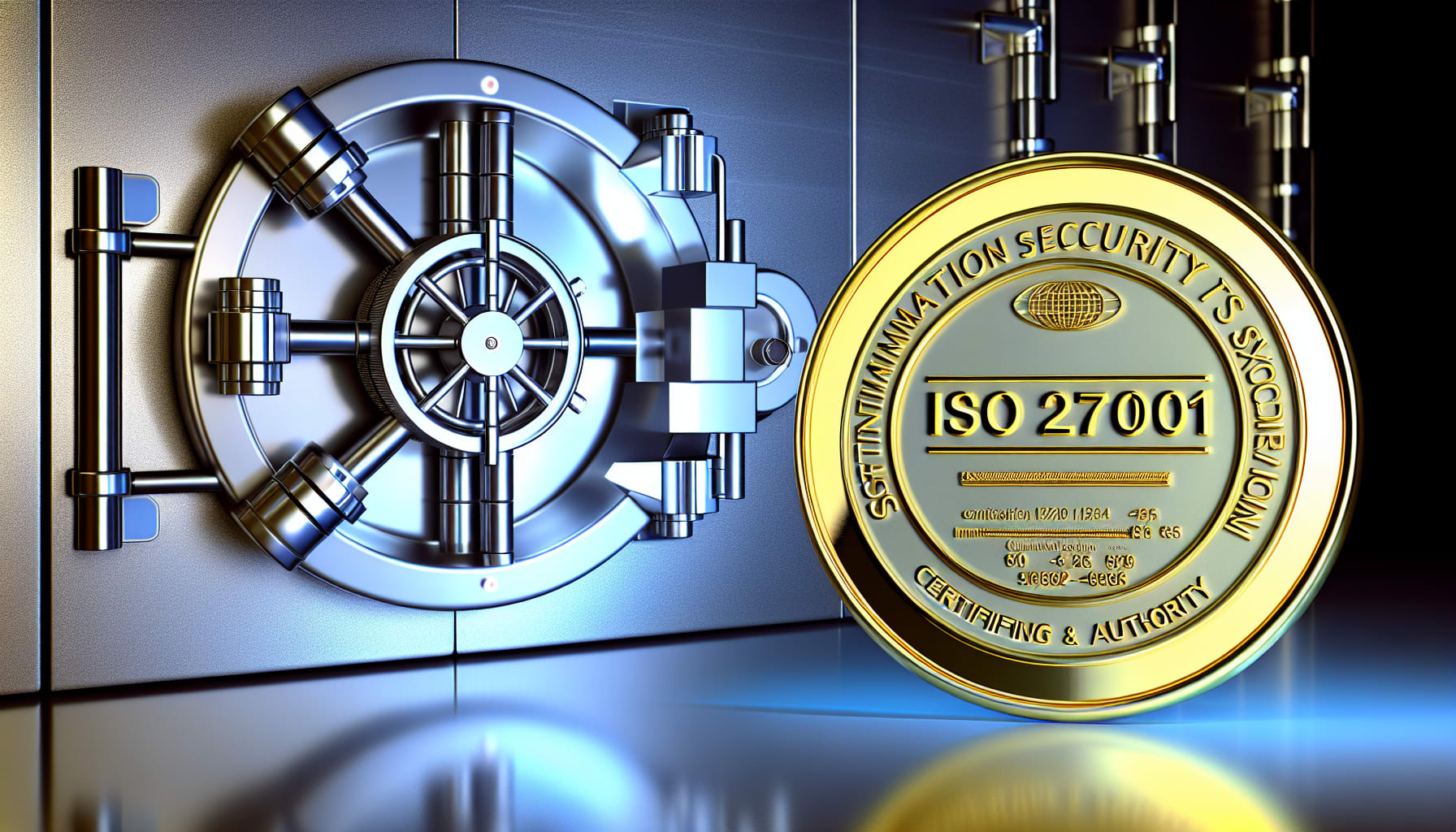 Secure data protection and ISO 27001 certification badge