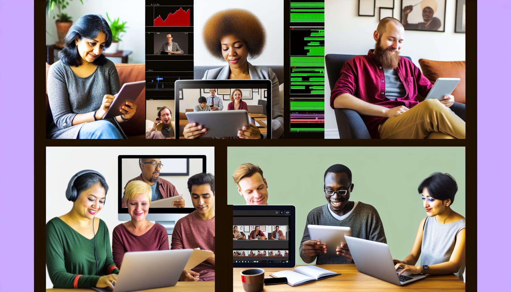 Satisfied users creating videos with Vidnoz AI on various devices