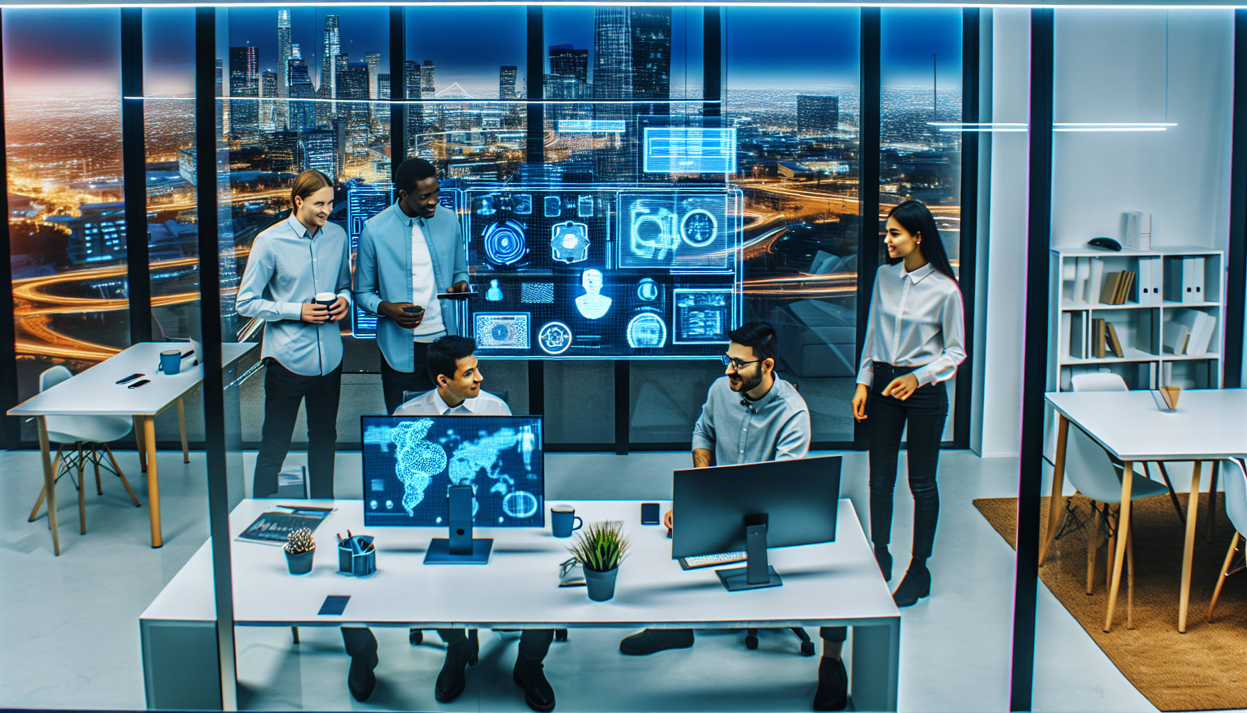 Enterprise team collaborating with AI-powered content tools