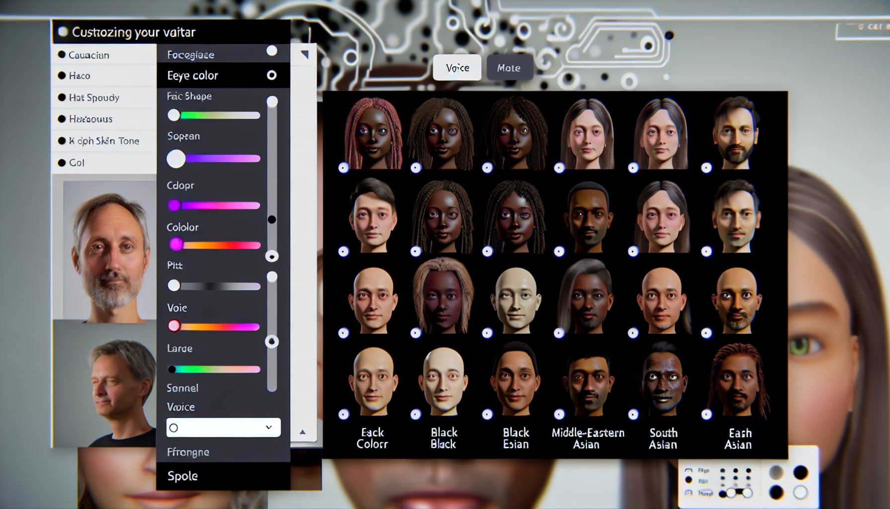 Customizing AI avatar appearance and voice options