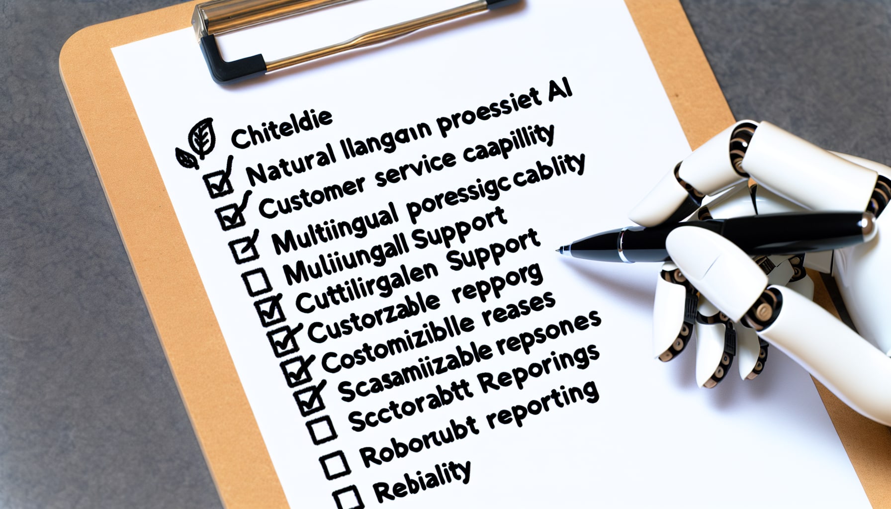 Checklist of criteria for selecting AI customer service chatbots