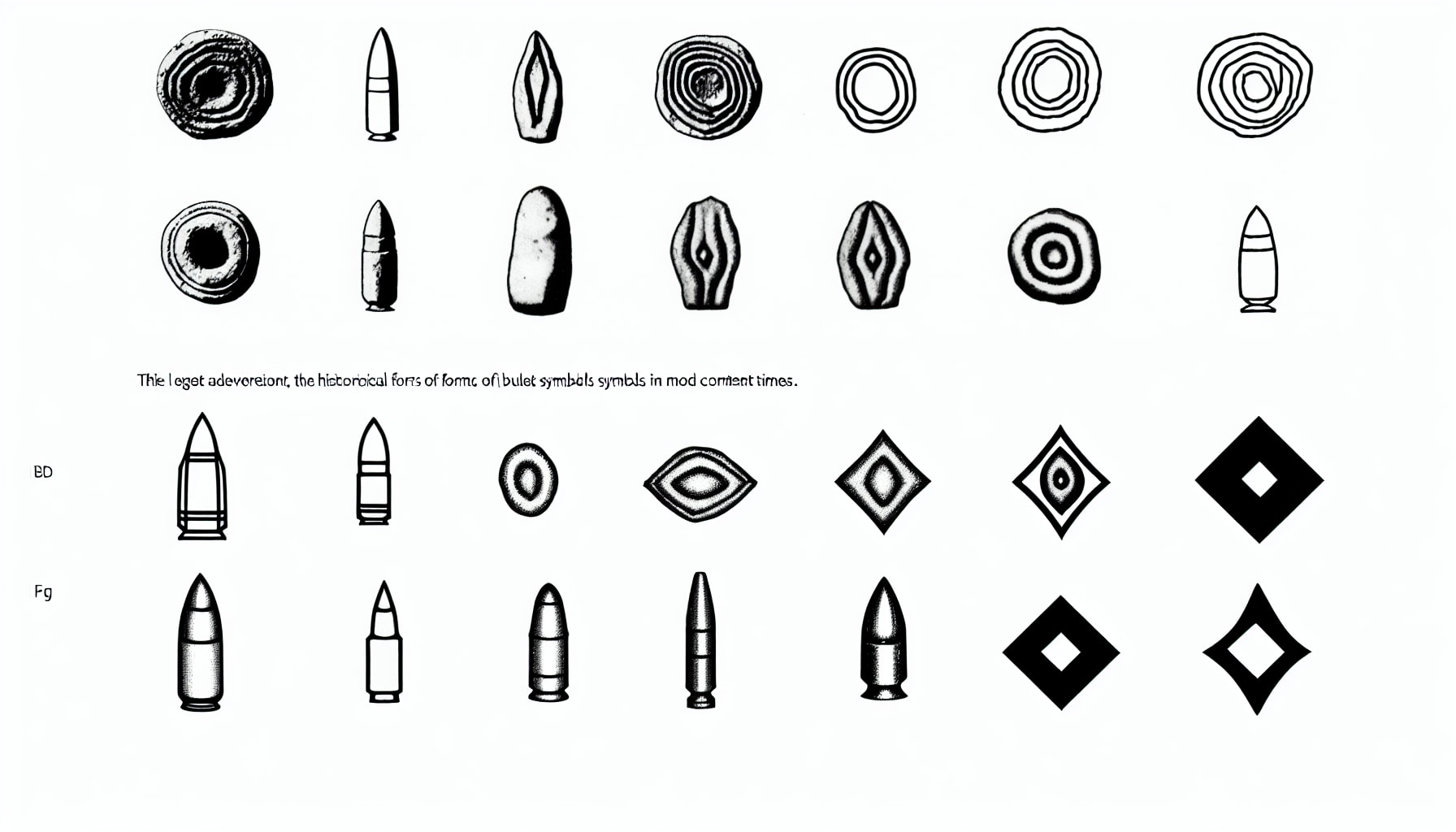Historical evolution and various shapes of bullet symbols.