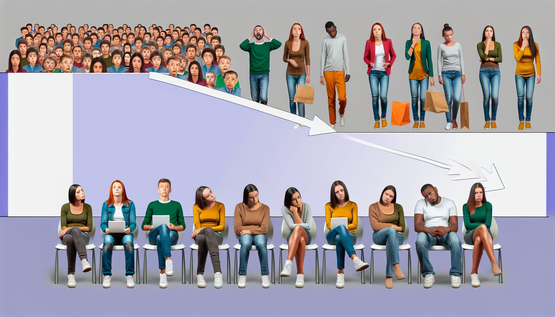 Illustration of viewer engagement dropping after poor initial presentation.