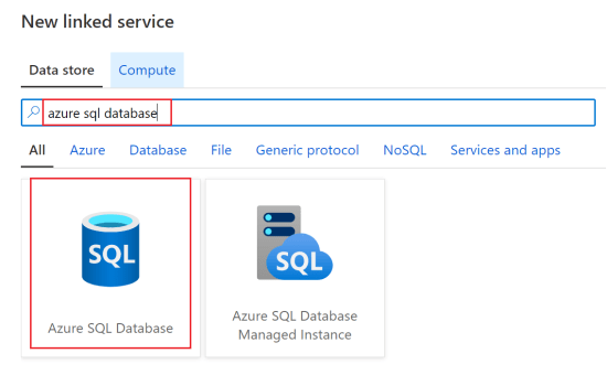 Azure SQL DB Linked Service