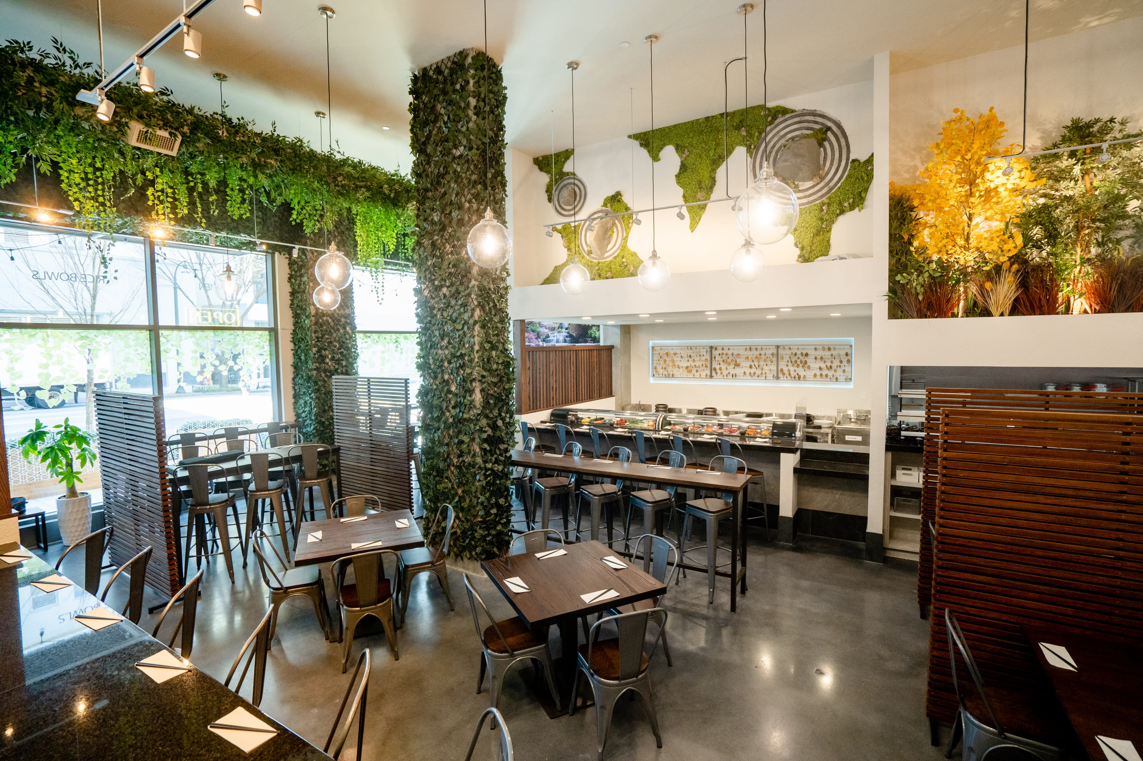 Japanese Restaurant in Midtown with Zen Garden Mural & Abundant Greenery  Decoration, Atlanta, GA | Off-Site | Peerspace