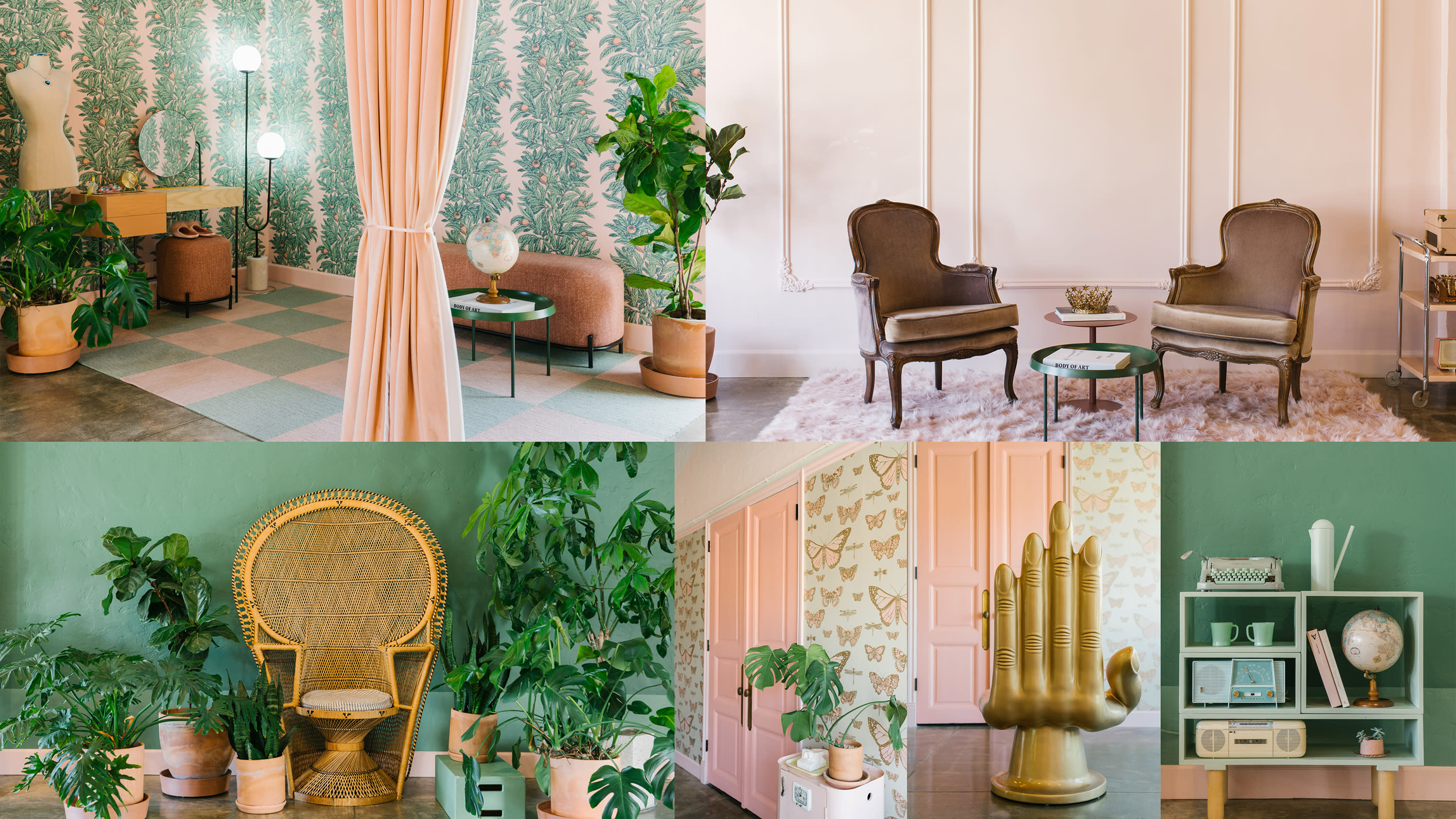 A video shoot captures a stylish bedroom featuring a bed with soft linens and a neon sign on the wall that reads, "It’s a sign."