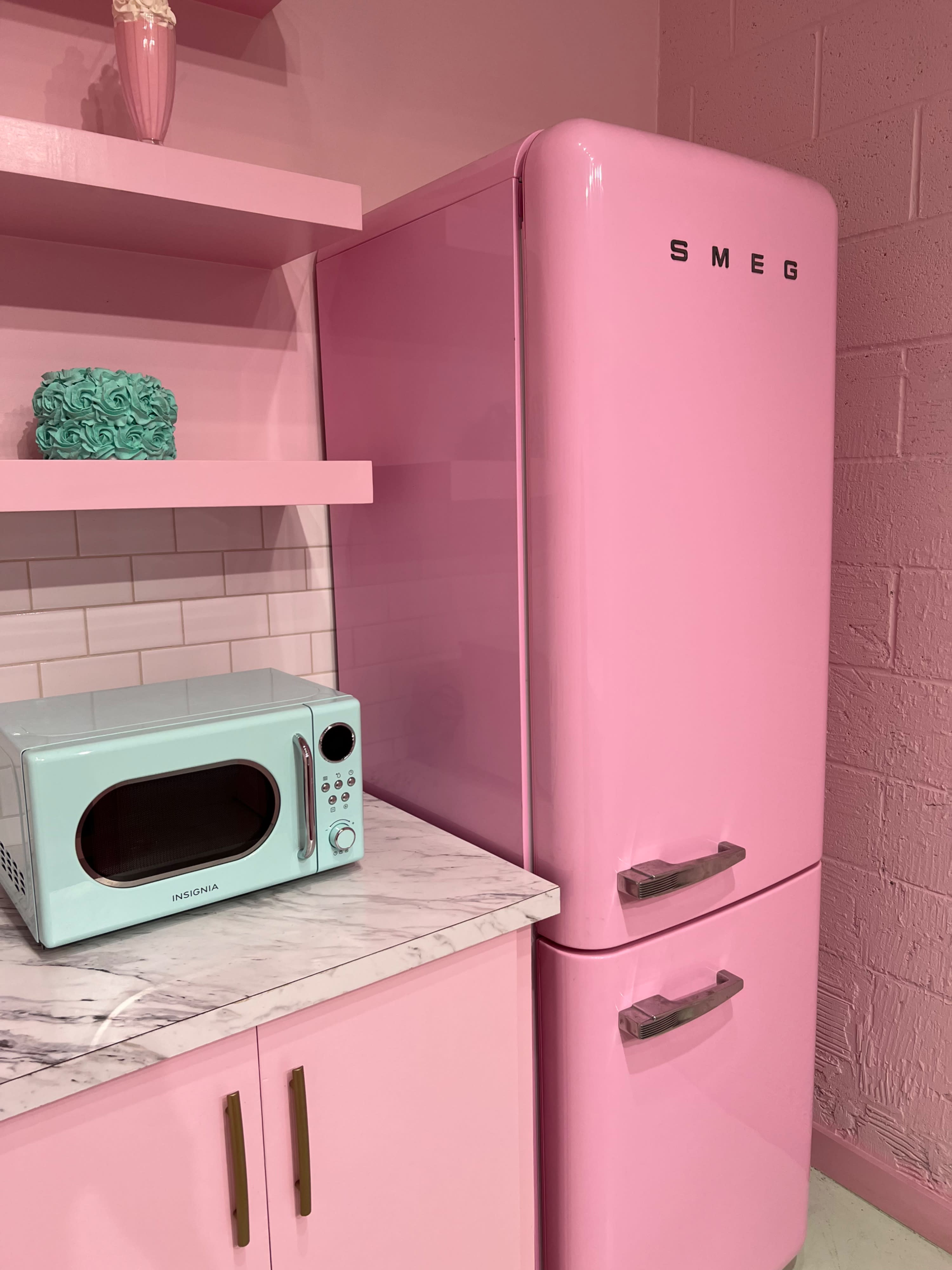 DTLA Sun Drenched Pastel Loft with Pink Retro Kitchen, Los Angeles, CA |  Production | Peerspace