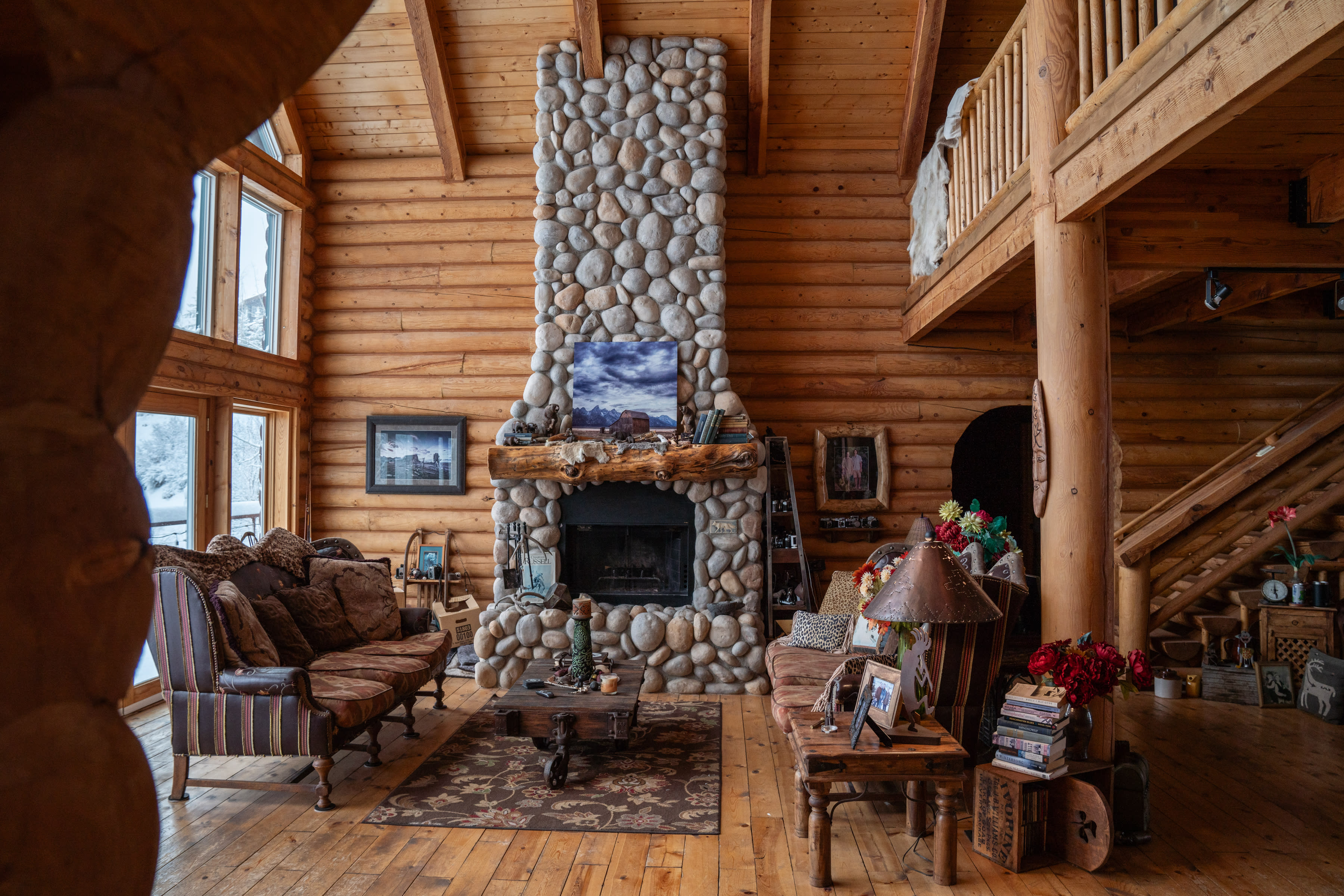 Log cabin home - living room - rustic interior - great views!, Park City,  UT, Production