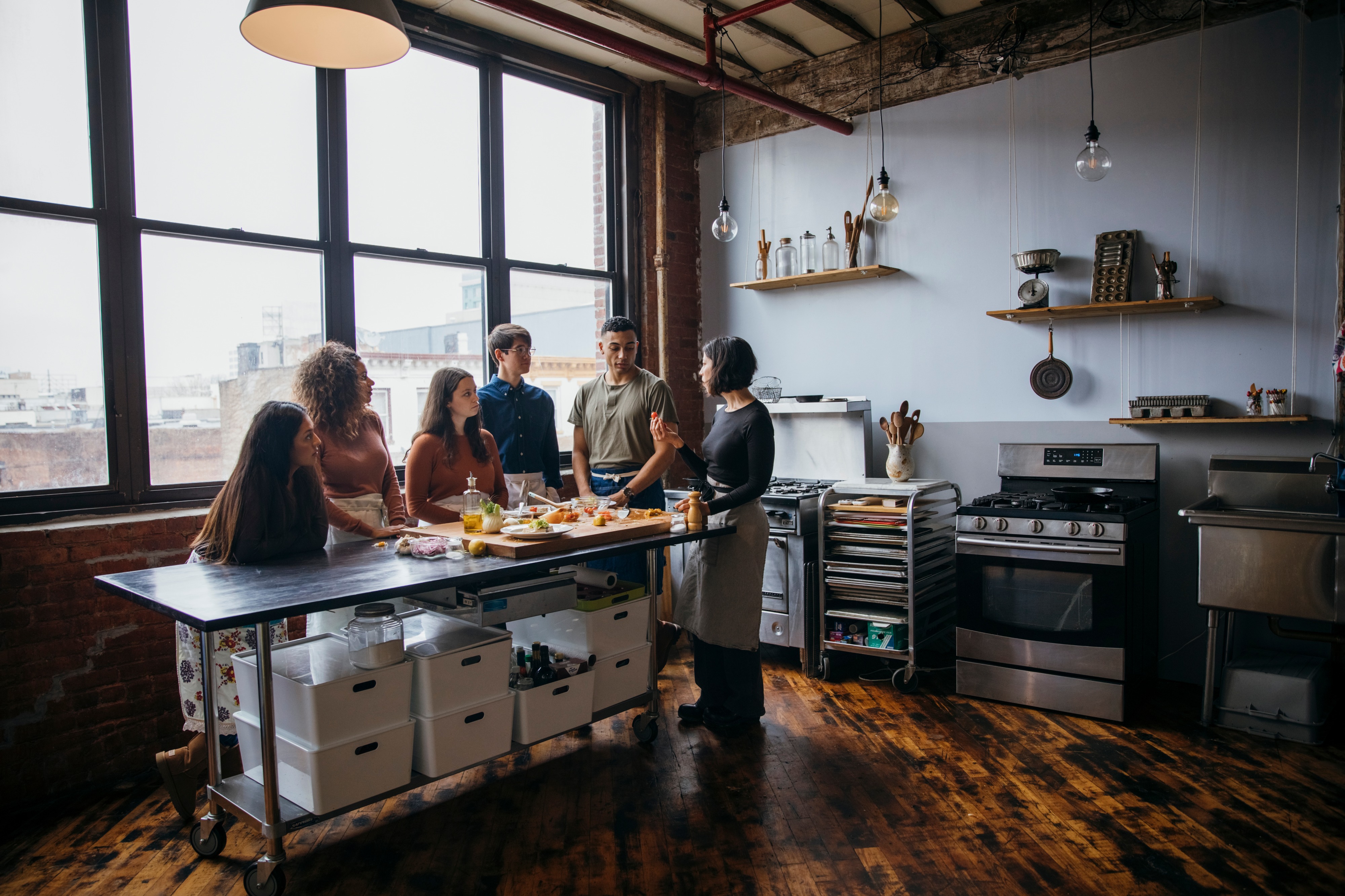 Industrial Brooklyn modular kitchen studio loft with separate