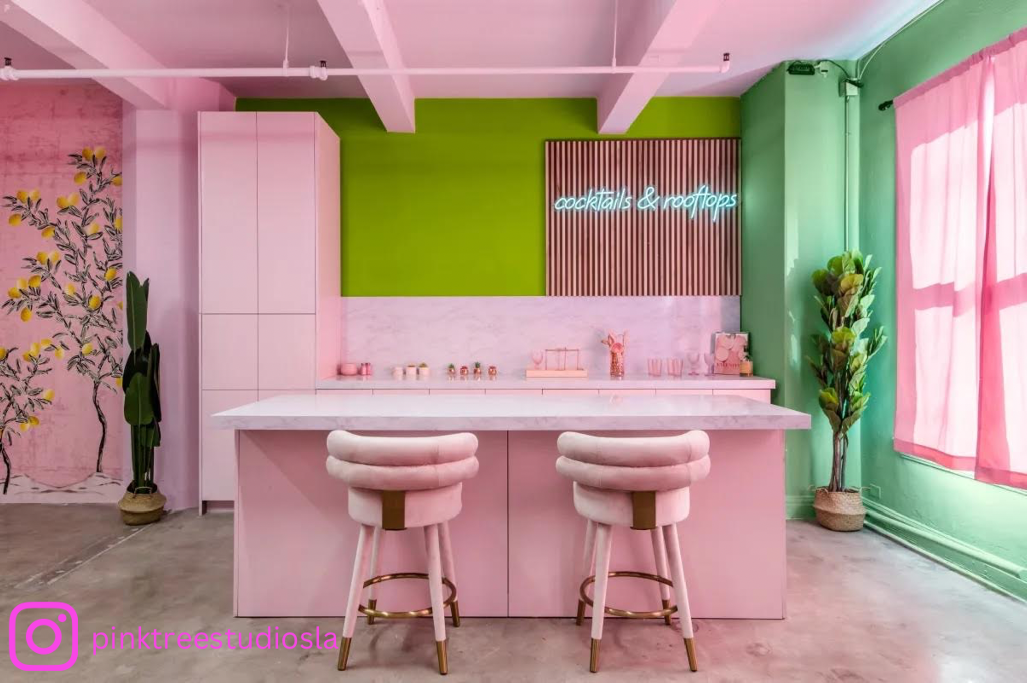 Palm Tree Theme Kitchen & Pink Bedroom Set Studio