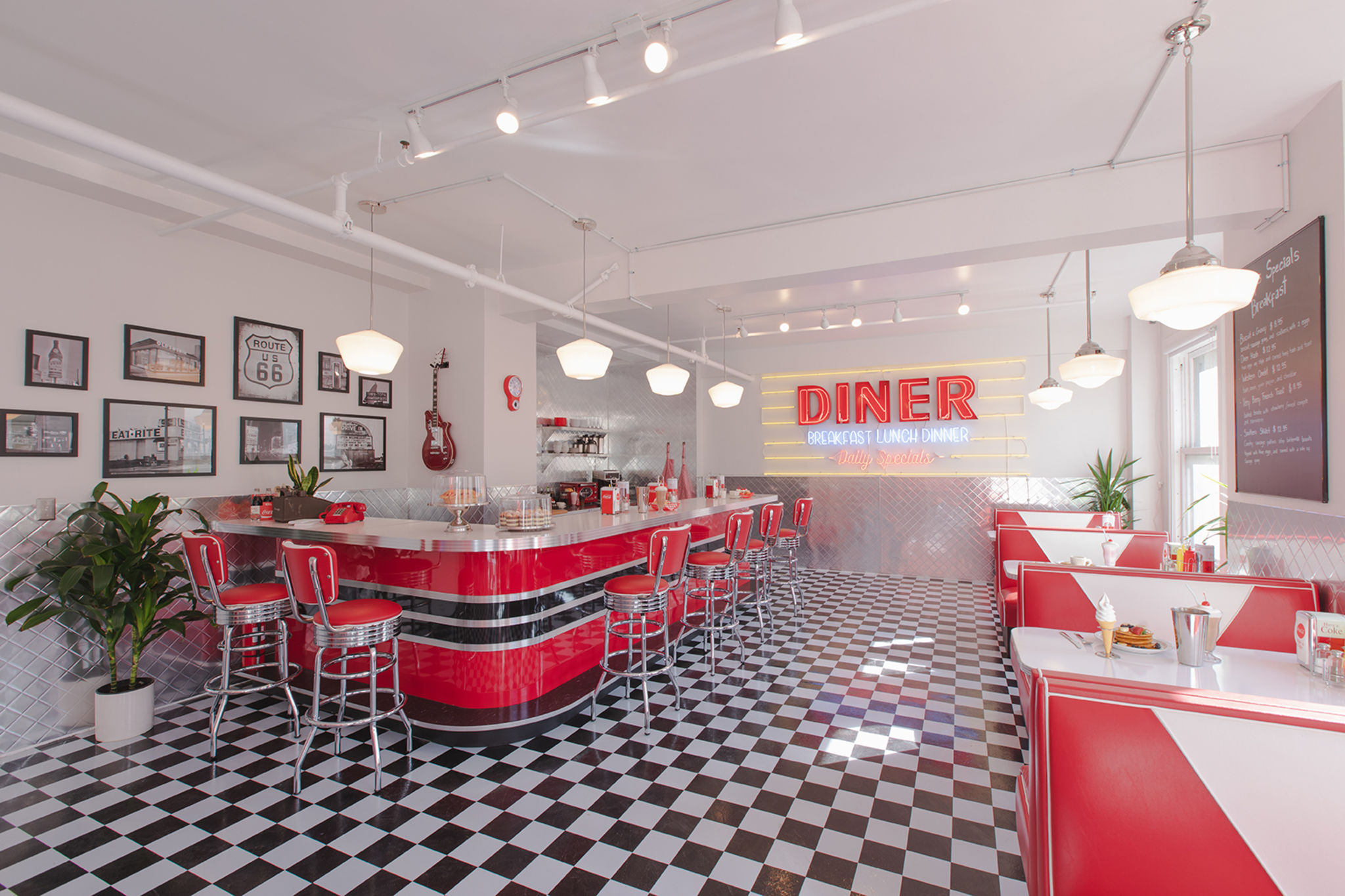 50s Diner Porn - Spacious Downtown Sun Drenched 50s Retro Neon Diner Restaurant Cafe Studio  with New York Style City View DTLA, Los Angeles, CA | Production | Peerspace