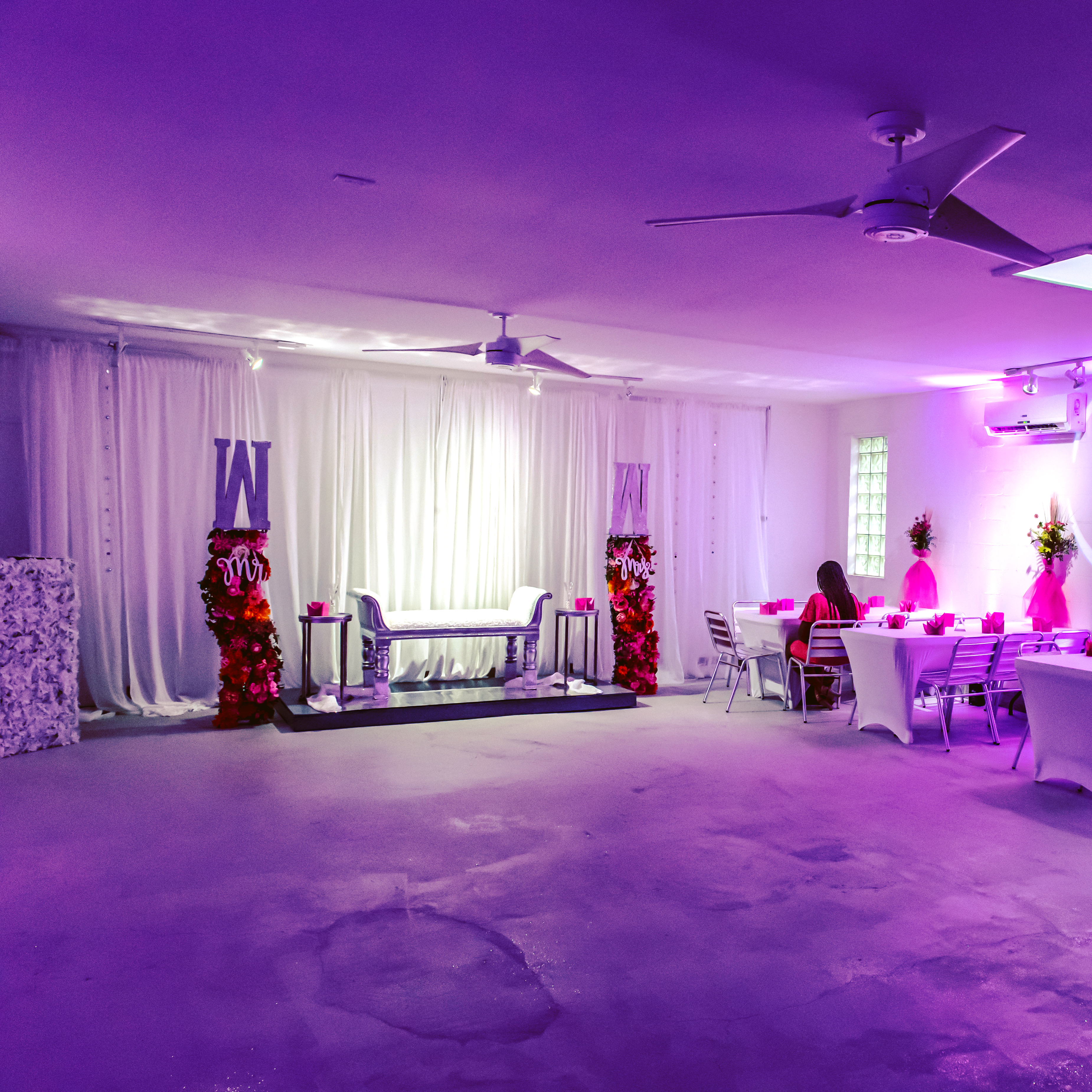 The scene features a decorated table displaying large photo collages of the number "16" alongside balloons for a Sweet 16 celebration.
