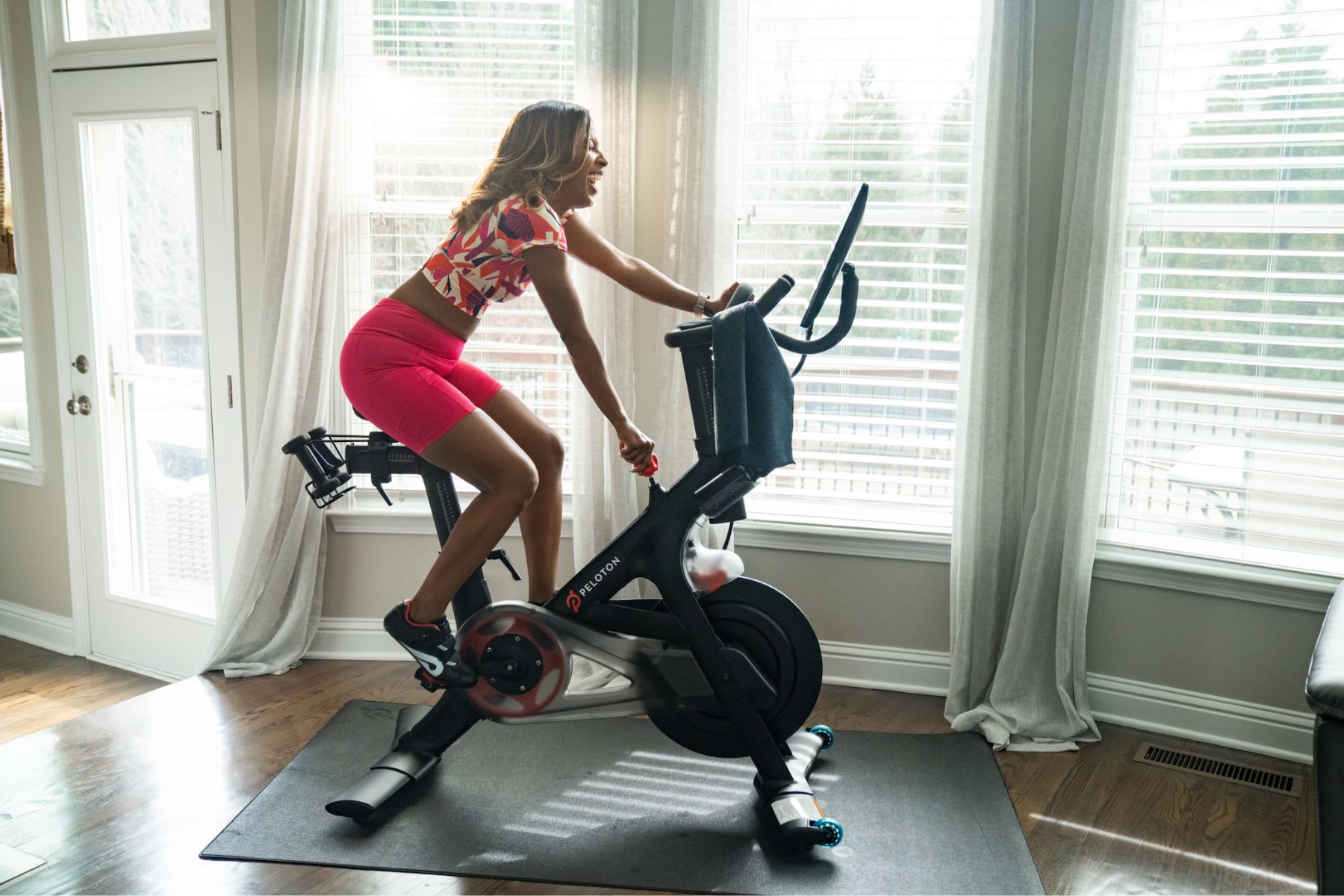 Woman on a Peloton Bike